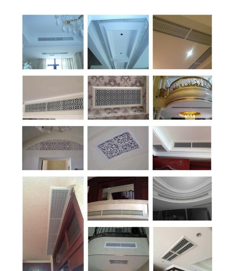 5、散流器，散流器是空調系統中常用的送風口，可根據使用要求制成正方形或長方形，能配合任何天花板的裝修要求。散流器的內芯部分可從外框拆離，方便安裝及清洗。后面可配風口調節閥以控制調整風量。適用于播音室、醫院、劇場、教室、音樂廳、圖書館、游藝廳、劇場休息廳、一般辦公室、商店、旅館、飯店、及體育館等。 6、球形可調風口，球形可調風口是一種噴口型送風口。高速氣流在經過閥體噴口中對指定方向送風，氣流噴射方向可在頂角為35°的圓錐形空間內前后左右方便地調節，氣體流量也可通過閥門開合程度來調節。多用于高大層頂高速送風或局部供冷的場合，如機場候機大廳，室內體育場，賓館廚房等場合。 7、旋流風口，旋流風口送出旋轉射流，具有誘導比大，風速衰減快的特點，在空調通風系統中可用作大風量，大溫差送風以減少風口數量，安裝在天花板或頂棚上，可用于3米以內低空間，也可用二種高度大面積送風，高度甚至可達10米以上。上海天嬌空調設備有限公司是隨著社會發展需要而創立的，專業生產風口,風閥,防火閥,消聲器等中央空調末端產品